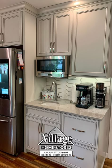 Microwave Cubby Built Ins, Microwave Builtin Cabinet, Microwave Bar Ideas, Microwave Under Cabinet Shelf, Microwave Butlers Pantry, Microwave Over Coffee Bar, Microwave Insert Cabinet, Coffee And Microwave Bar Ideas, Microwave Above Counter