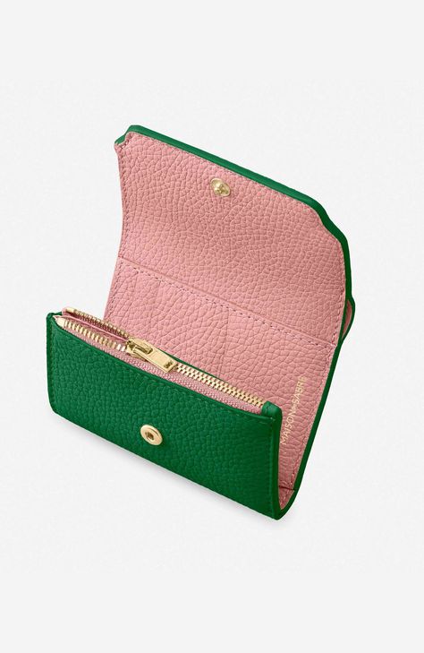 MAISON de SABRÉ Leather Trifold Wallet in Emerald Lily at Nordstrom Trending Wallets For Women, Leather Wallet Women's, Women’s Wallet, Wallet Pattern Free, Cool Wallets, Small Wallets For Women, Leather Wallet Design, Leather Wallets For Men, Full Grain Leather Wallet