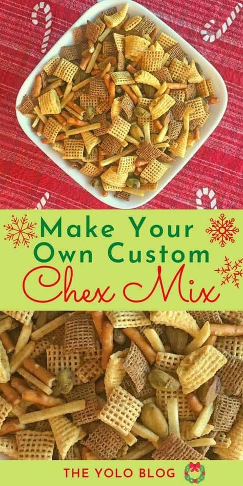 Make your own custom oven-baked Chex mix | #snacks #partymix Chex Mix Ideas, Ultimate Chex Mix Recipe, Chex Mix Recipes Crock Pot, Bugles Snack Mix, Savory Chex, Savory Chex Mix, Chex Party Mix Recipe, Chex Mix Original, Chex Mix Recipes Original