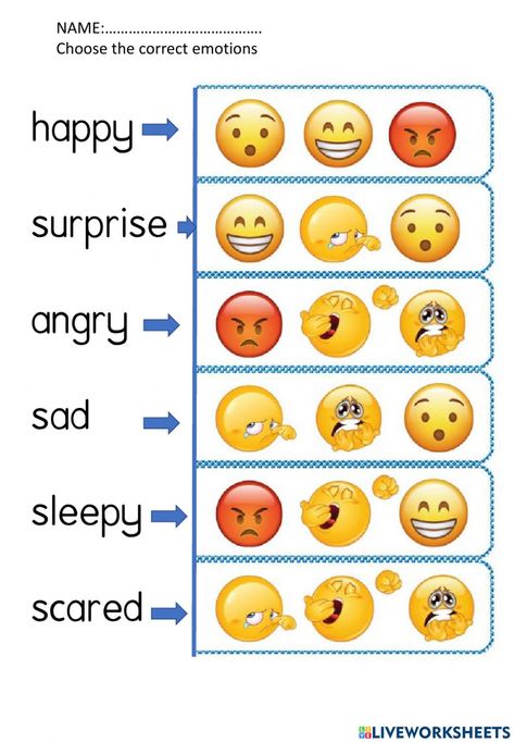 Emotion Worksheets For Kids, Emotions Worksheet Preschool, Emotions Worksheet, Feelings Preschool, Colors Preschool, Emotions Preschool, Summer Worksheets, Ramadan Kids, Kids Worksheets Preschool