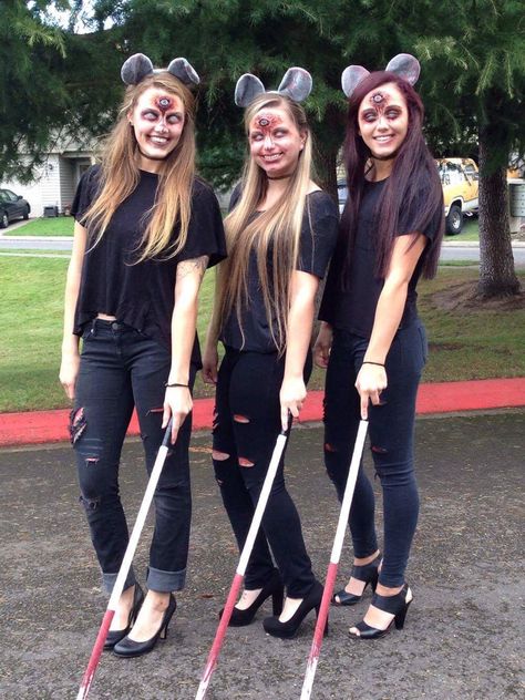 Halloween Costumes For 3 Scary, Best Scary Halloween Costumes, Funny Group Halloween Costumes, Halloween Costumes Women Scary, 3 People Costumes, Sibling Halloween Costumes, Costumes Scary, Creepy Halloween Costumes, Three Blind Mice