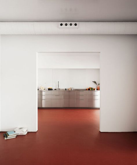 1970s Apartment, Red Floor, Mirrored Wall, Apartment Renovation, 아파트 인테리어, Minimal Home, Architect House, Linoleum, Contemporary Architecture