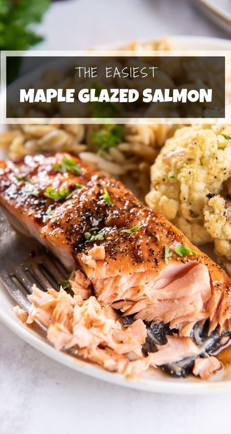 All you need to make this Maple Soy Glazed Salmon are five basic ingredients. Enjoy the salmon with a side of rice and some steamed veggies, in a salad, or in Asian-inspired lettuce cups. This is a great base recipe to have on-hand!  #salmon #maplesalmon #maplesoysalmon #bestsalmonrecipe #bestmaplesalmon #salmonrecipe Maple Soy Glazed Salmon, Maple Soy Salmon, Soy Glazed Salmon, Maple Syrup Salmon, Maple Sauce, Savoury Meals, Maple Salmon, Maple Glazed Salmon, Best Salmon Recipe