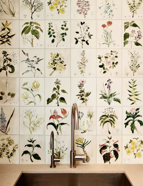 The Enduring Appeal of Botanical Studies—And How Designers Are Using Them Right Now | Architectural Digest Floral Backsplash, Fromental Wallpaper, Arnold Photos, Central Park View, San Francisco Home, Kaare Klint, San Francisco Houses, Beach Kitchens, Floral Upholstery