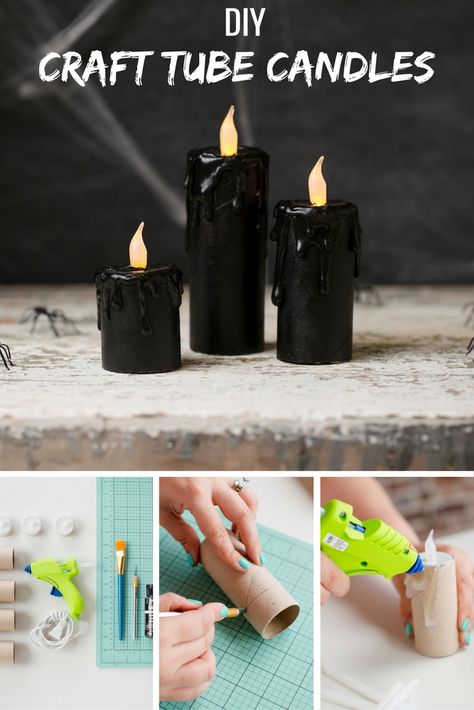 Who knew you could create candles out of paper rolls? Make your own spooky decor this Halloween by following these easy steps and a few supplies. Create Candles, Porta Halloween, Creepy Candles, Diy Halloween Party, Halloween Party Decor Diy, Uhyggelig Halloween, Casa Halloween, Halloween Fest, Homemade Halloween Decorations