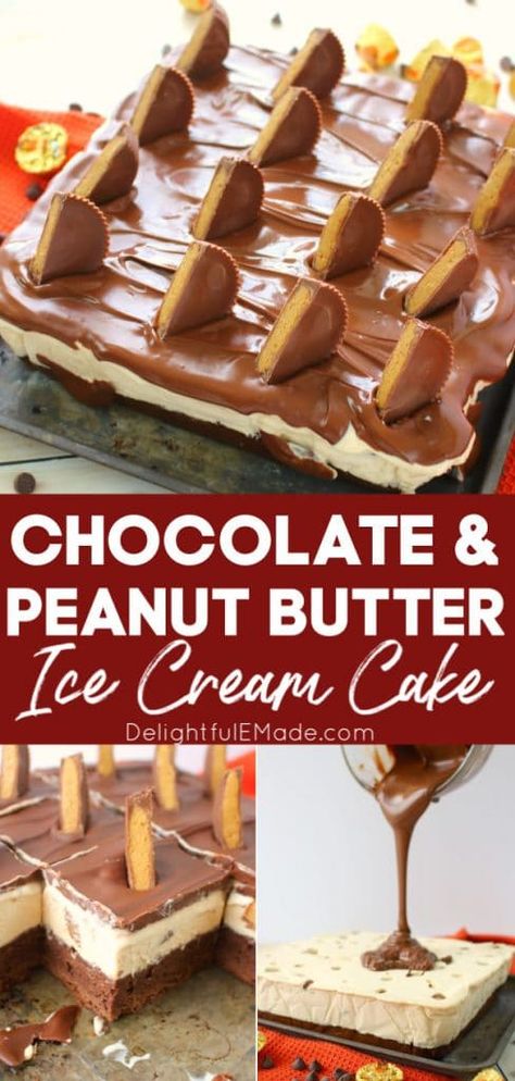 Ice Cream Cake Peanut Butter, Peanut Butter Chocolate Ice Cream Cake, Ice Cream Cake With Brownie Base, Peanut Buster Parfait Ice Cream Cake, Ice Cream Cake Recipe Easy, Reeces Cup Ice Cream Cake, Reese’s Peanut Butter Ice Cream Cake, Ice Cream Cake Recipe Homemade, Peanut Butter Ice Cream Cake