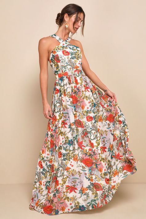 Floral chiffon maxi dress