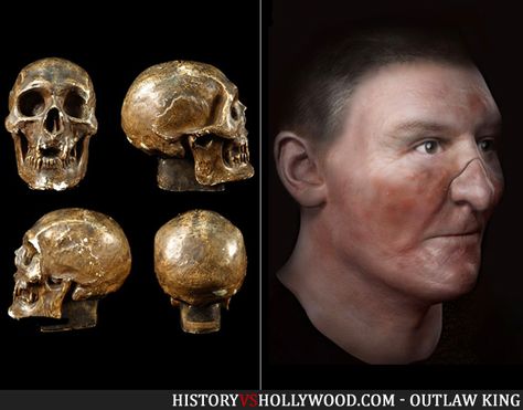 Robert the Bruce face image created from a cast of his actual skull. Read ‘Outlaw King: History vs. Hollywood’ - http://www.historyvshollywood.com/reelfaces/outlaw-king/ #outlawking #robertthebruce #robertbruce #movie Bruce Campbell Army Of Darkness, Bruce Willis Die Hard, Medieval Britain, Scottish Army, Robert The Bruce, Robert The Bruce Family Tree, Facial Reconstruction, Kings Movie, Robert Conrad Wild Wild West