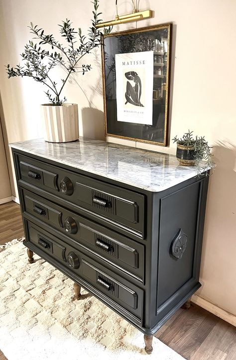 !!SOLD!! Restored Vintage Marble Top Dresser for Sale in Portland, OR - OfferUp Marble Top Dresser Makeover, Marble Top Dresser, Dresser Refinish, Modern Hardware, Entertainment Console, Top Furniture, Dresser Makeover, Vintage Dressers, Italian Marble