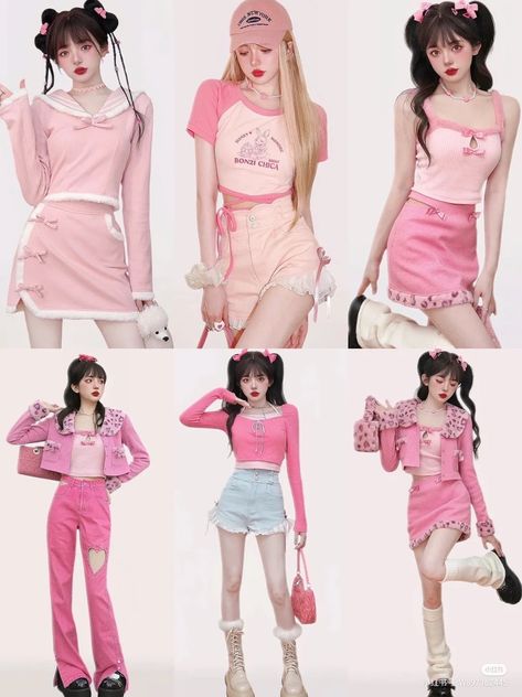 Asian Barbie Outfit, Barbiecore Outfits Aesthetic, Barbie Pink Outfit Ideas, Pink Clothes Outfits, Pink Outfits Barbie, Y2k Pink Fashion, Barbie Outfits Pink, Barbie Core Outfit, Barbie Aesthetic Outfit