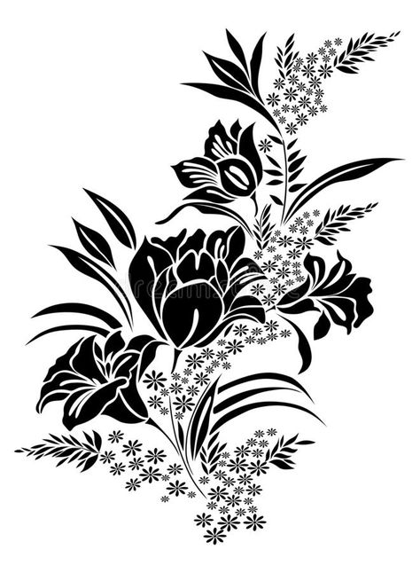 Geomatrical Patren, Stencil Flower, Vintage Flower Pattern, Lotus Flower Art, Beautiful Flower Drawings, Botanical Flower Art, Flower Drawings, Black And White Flower, Flower Outline