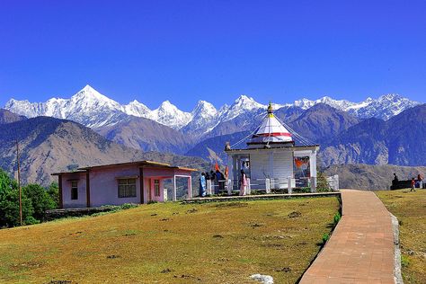 Nanda Devi Temple with  Panchchuli Peaks As a Backdrop - Munsiyari, Uttarakhand, India Nanda Devi, Devi Temple, Rest House, Agricultural Practices, Small Waterfall, Drone Photos, Hill Station, Budget Hotel, Village Life