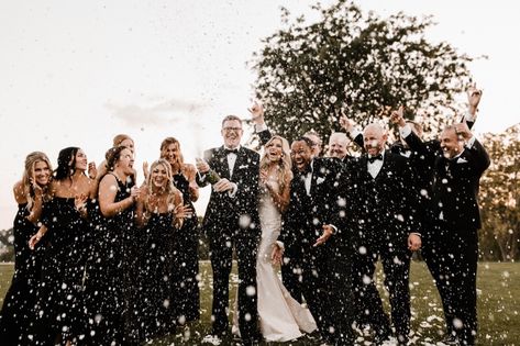 Black Champagne Wedding, Wedding Party Poses, Anna Jones, Black And White Wedding Theme, Wedding Help, Champagne Toast, Creative Wedding Photography, Bridal Party Photos, Wedding Photos Poses