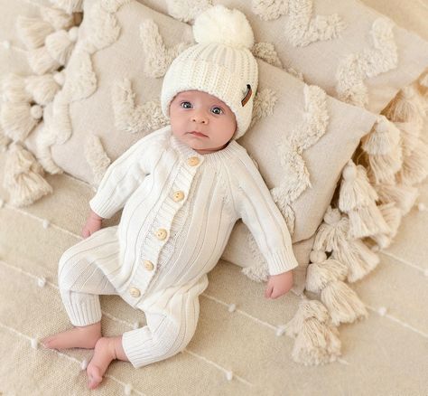 Rose Taupe, Baby Jumper, Pull Bebe, Knit Romper, Button Outfit, Take Home Outfit, Knit Jumpsuit, Newborn Outfit, Knitted Romper