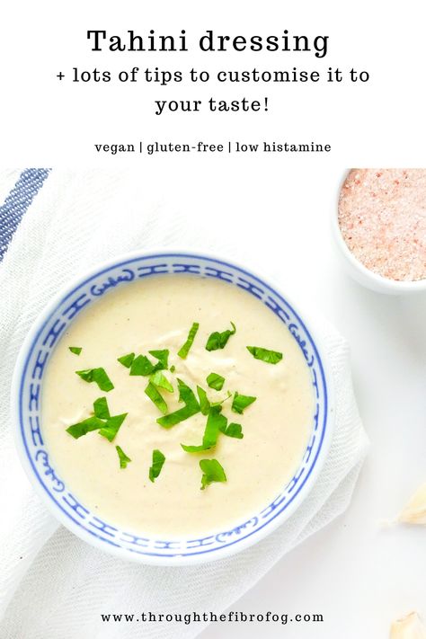 Vegan Tahini Dressing, Make Salad Dressing, Low Histamine Recipes, Tahini Dressing Recipe, Low Histamine Foods, Tahini Recipe, Low Histamine Diet, Low Histamine, Weeknight Dinner Recipes Easy