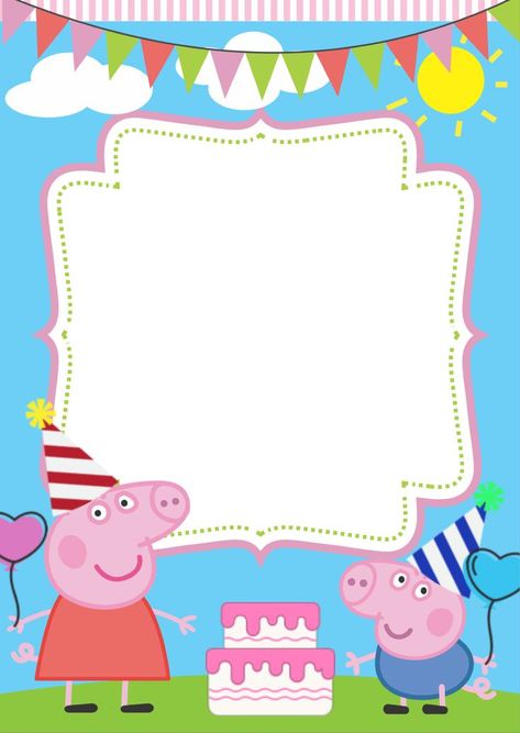 Peppa Pig Birthday Invite, Peppa Pig Party Invitations, Peppa Pig Background, Pig Birthday Decorations, Peppa Pig Invitation, Pig Birthday Theme, Peppa Pig Happy Birthday, Peppa Pig Birthday Decorations, Peppa Pig Party Decorations