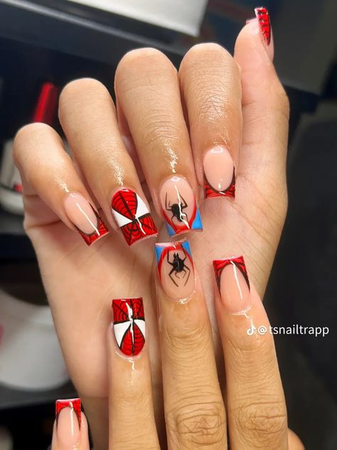 Marvel Nails, Spring Nails Ideas, Unghie Nail Art, Spring House, Cute Simple Nails, Simple Gel Nails, Colored Acrylic Nails, Girly Acrylic Nails, French Tip Acrylic Nails