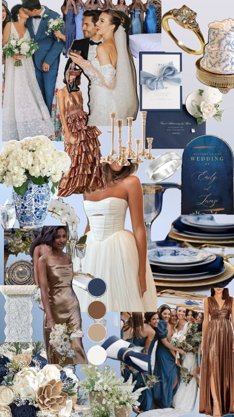 Wedding theme gold bronze navy blues warm whites Bronze Wedding Theme, Wedding Theme Gold, Navy Blue Wedding Theme, Warm Whites, Chinoiserie Wedding, Navy Gold Wedding, Navy Blue And Gold Wedding, Bronze Wedding, White Wedding Theme