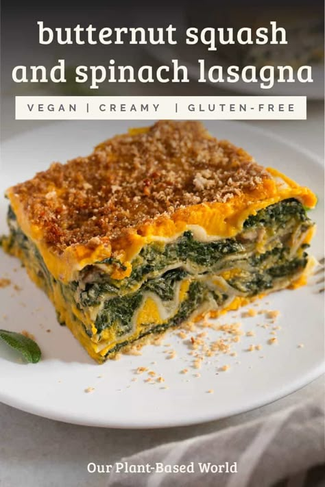 Butternut Squash And Spinach Lasagna, Cheesy Butternut Squash, Spinach Lasagna Recipe, Butternut Squash And Spinach, Healthy Juicing Recipes, Butternut Squash Spinach, Vegan Risotto, Butternut Squash Sauce, Oven Ready Lasagna