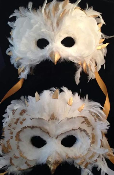 Bride and groom masks, how cute!! Owl Diy, Owl Mask, Owl Costume, Animal Mask, Anniversaire Harry Potter, Snow Owl, Diy Costume, Easy Costumes, Fantasias Halloween