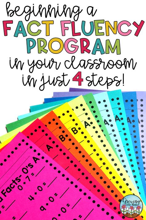 Setting up a fact fluency program can be daunting for students to learn addition and subtraction facts. First and second grade standards include fact fluency, and kids will need lots of practice through games and activities to get fluent. I'm sharing some ways to organize and track fluency, as well as some fun ways to practice math facts. Your students will be on their way to fluency in first and second grade! Check out my post for tons of ideas. #factfluency #mathfacts #fluency Fluency Assessment, Teaching Math Facts, Fact Fluency Activities, Math Fact Games, Math Facts Addition, Math Fact Practice, Math Fluency, Math Fact Fluency, Math Operations