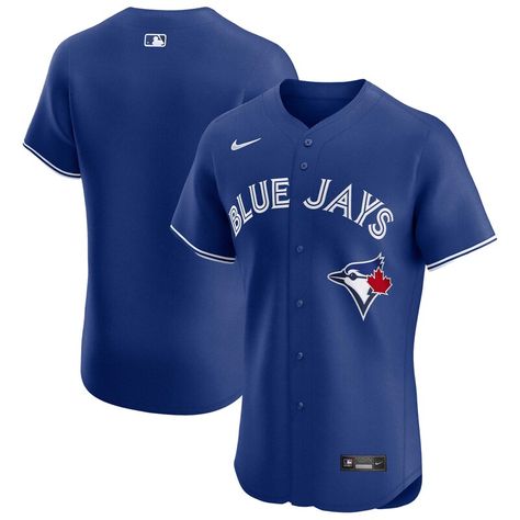 Show off your Toronto Blue Jays pride with this sharp-looking Royal Toronto Blue Jays Home Elite Jersey from Nike. This Toronto Blue Jays jersey is crafted with at least 50% recycled materials, so you can feel good about looking good. The Vapor Premier chassis enhances mobility and moisture management while providing a lightweight fit with additional stretch, so you can stay comfortable from the first pitch to the final out. Jersey Display, Nike Elite, Team Jersey, Sports Uniforms, Tailored Design, Custom Jerseys, Toronto Blue Jays, Swoosh Logo, Nike Green