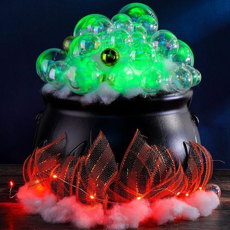 PRICES MAY VARY. Package Included: Halloween cauldron pot includes 1 black cauldron, 20 transparent colorful balls, 20 transparent balls, 12 green balls (including 3 different styles), a bag of artificial cotton, 2 green string lights, 1 orange string lights, 2 rolls orange with black ribbon; Sufficient quantity to meet your various needs, you can share with your friends and family Suitable Size: the size of the Halloween cauldron is about 14.5 x 9.8 inches/ 37 x 25 cm, the length of the light s Outside Halloween Decorations, Gifts For Halloween, Halloween Crafts Decorations, Halloween Witches, Toy Gifts, Halloween Decorations Indoor, Halloween Food, Theme Halloween, Fall Halloween Decor