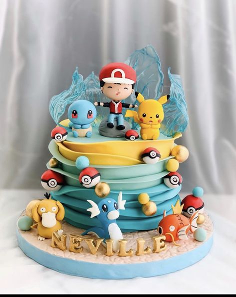 Pokemon Torte, Cakes Decoration Ideas, Bolo Pikachu, Pokemon Cakes, Pokemon Party Decorations, Pokemon Themed Party, Pokemon Birthday Cake, Birthday Cake Decor, Pikachu Cake