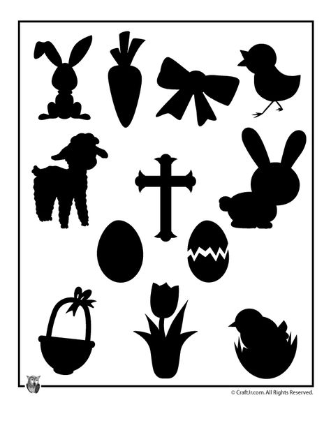 12 printable Easter and spring shape templates for crafts and other projects. Easter Silhouette, Easter Shapes, Printable Christmas Templates, Easter Templates, Shape Templates, Image 3d, Easter Printables, Shape Crafts, Silhouette Portrait