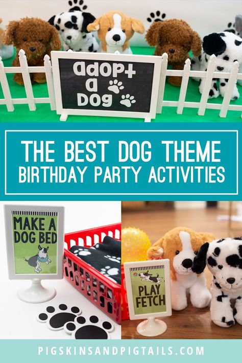 Celebrate your dog lover with a special dog adoption birthday party. See more details, unique activity ideas and printables. #dog #birthdayparty Puppy Adoption Birthday Party, Dog Theme Birthday Party, Pet Adoption Birthday Party, Lila Party, Pet Adoption Party, Dog Themed Birthday Party, Dog Themed Parties, Pet Birthday, Puppy Birthday Parties