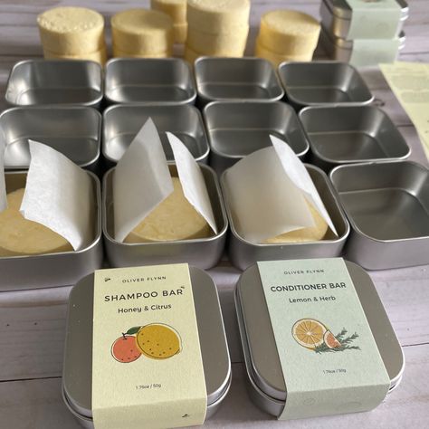 Plastic Free Packaging Ideas, Soap Bar Packaging Design, Shampoo Bar Packaging Ideas, Beach Business Ideas, Shampoo Bar Packaging, Reusable Packaging Design, Bar Soap Packaging, Aluminum Packaging, Handmade Soap Packaging