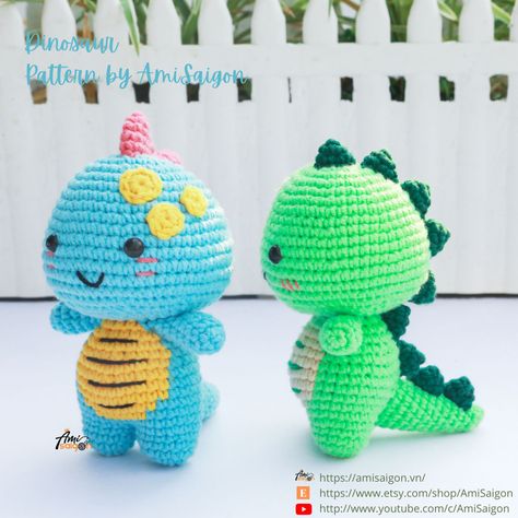 Dinasour Crochet Patterns, Dinosaur Amigurumi Pattern Free, Easy Crochet Dinosaur, Amigurumi Dinosaur Free Pattern, Dinosaur Amigurumi Free, Crochet Amigurumi Dinosaur, Knitting Ideas For Beginners, Free Dinosaur Crochet Pattern, Free Printable Planner Stickers Kawaii