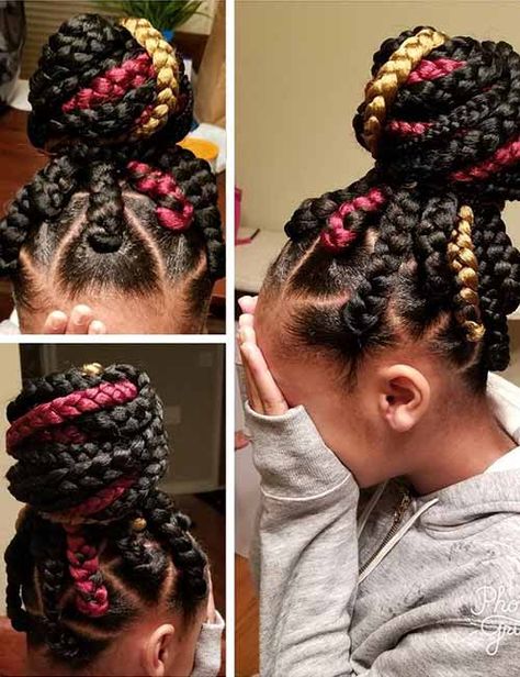 20 Funky Fresh Styling Ideas For Jumbo Box Braids Twisted Braid Hairstyles, Jumbo Box Braids Styles, Kids Natural Hair, Box Braids Bun, Hairstyle For Kids, Twisted Braid, Big Box Braids, Blonde Box Braids, Big Braids