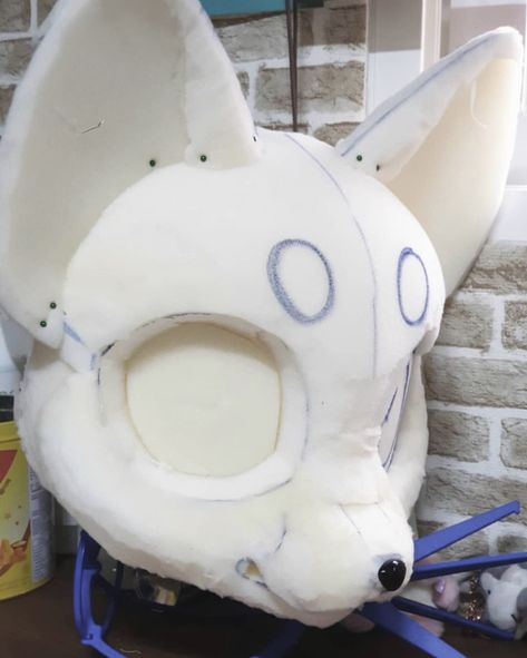 Fursuit Foam Head Base, Fursuit Ideas Cat, Cat Fursuit Head Base, Kemono Fursuit Head Base, Kemono Cat Fursuit, Fursuit Head Pattern, Cat Fursuit Head, Fursuit Base, Fursuit Head Base