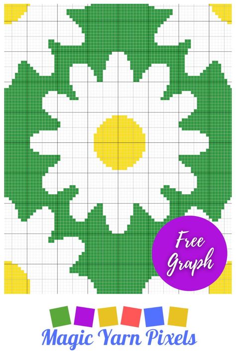 Get the Free Graph for this Daisy Print Pattern. Modern graphs for c2c crochet, cross stitch & other crafts from Magic Yarn Pixels. Crochet C2c Pattern, C2c Crochet Pattern Free, Graph Crochet, Crochet Daisy, Pixel Crochet, C2c Crochet, Afghan Patterns, Daisy Print, Baby Blanket Pattern