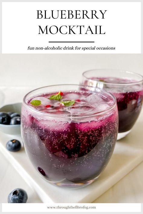 Blueberry Mocktail, Blueberry Drinks, Mocktail Drinks, Fibro Fog, Low Histamine Diet, Drink Recipes Nonalcoholic, Baby Shower Brunch, Mocktail Recipe, Water Recipes