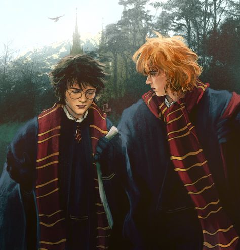 sam ★ (@iiilllsam) on X Harry And Ron, Fem Harry, Percy Weasley, Ron And Harry, Harry Potter New, Harry Potter Illustrations, Harry Potter Feels, Harry Potter Artwork, Golden Trio