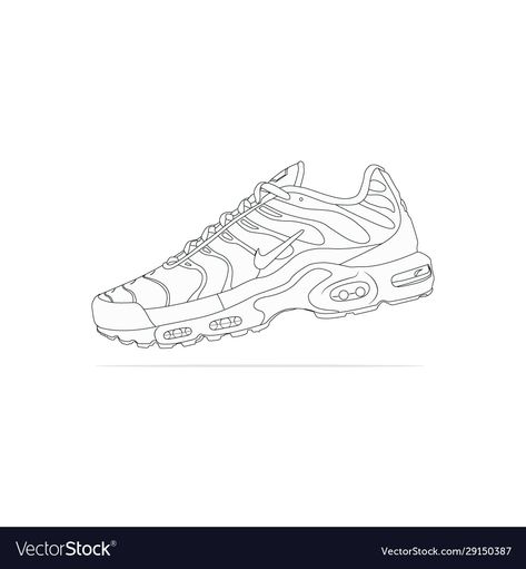 Nike Air Drawing, Tn Tattoo, Nike Tn Drawing, Air Max Drawing, Nike Shoes Coloring Pages, Nike Tn Shoes, Nike Drawing, Basket Nike, Nike Air Max 98