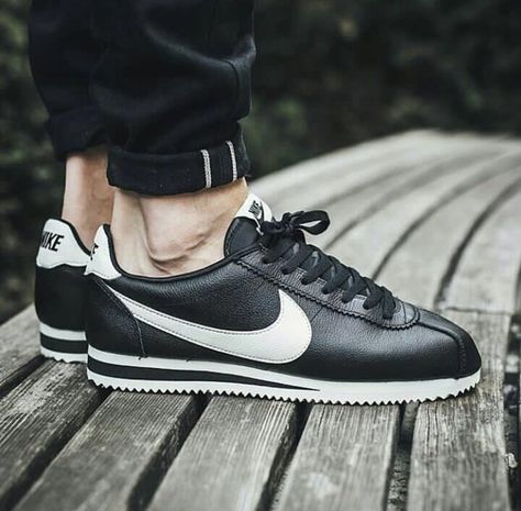 $60 + free shipping (20% OFF) Nike Cortez Leather, Old School Fashion, Classic Cortez, Streetwear Essentials, Nike Cortez, Nike Cortez Sneaker, Black Sneaker, Sale Price, Sneaker Head