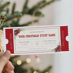 Voucher Card, Concert Ticket, Event Template, Christmas Event, Ticket Invitation, Holiday Invitations, 2023 Christmas, Gift Voucher, Admit One