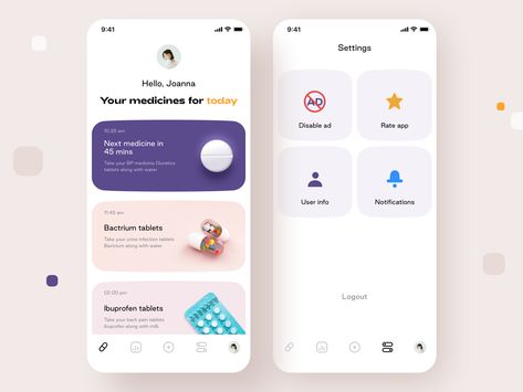 Medicine reminder app by Prakhar Neel Sharma on Dribbble Medicine Reminder App, Pharmacy Images, Creative App Design, Journal App, App Interface Design, App Template, Abstract Pattern Design, App Interface, App Design Inspiration