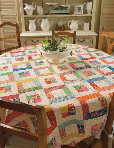 Quilted Tablecloth, Jelly Roll Quilting, Patchwork Tablecloth, Jelly Roll Patterns, Quilt Pattern Book, Jelly Roll Quilt Patterns, Quilts Decor, Quilt Care, Jelly Rolls