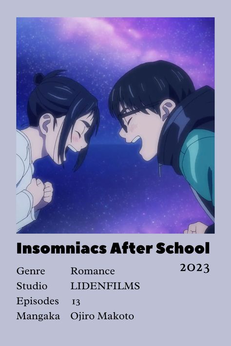 Best Anime Of All Time, School Animes To Watch, Top Romance Anime, Insomniac After School, School Romance Anime, Insomniacs After School, Romance Anime List, School Romance, Anime Minimalist Poster