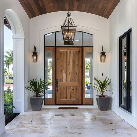 The high security entrances provide peace of mind for homeowners Ranch Entryway, Modern Spanish Farmhouse, Arched Interior Doors, Front Doors Ideas, House Main Door, Best Front Doors, Kitchen Entrance, Doors Ideas, Architectural Materials