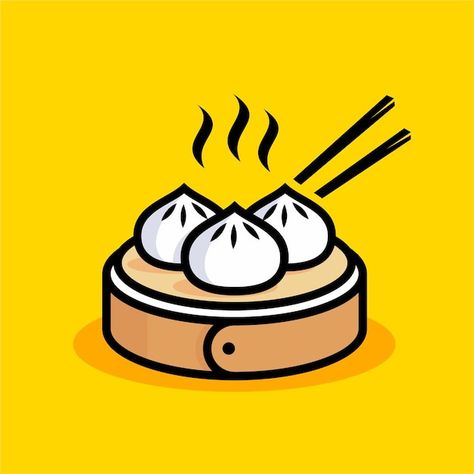 Momos Logo, Siomai Logo Design, Dumpling Illustration, Dimsum Restaurant, Logo Doodle, Chive Dumplings, Steamed Momos, Chinese Dumpling, Chinese Text