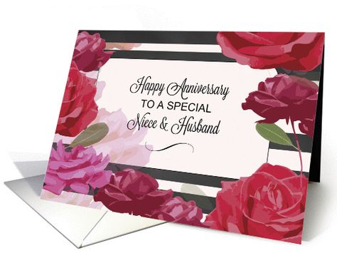 Niece and Husband Wedding Anniversary Congratulations with Roses, Strip card Happy Anniversary Aunt And Uncle, Happy Anniversary Sister, Wedding Anniversary Poems, Anniversary Wishes For Sister, Anniversary Wishes For Couple, Anniversary Poems, Wedding Anniversary Greeting Cards, Happy Wedding Anniversary Wishes, Happy Marriage Anniversary