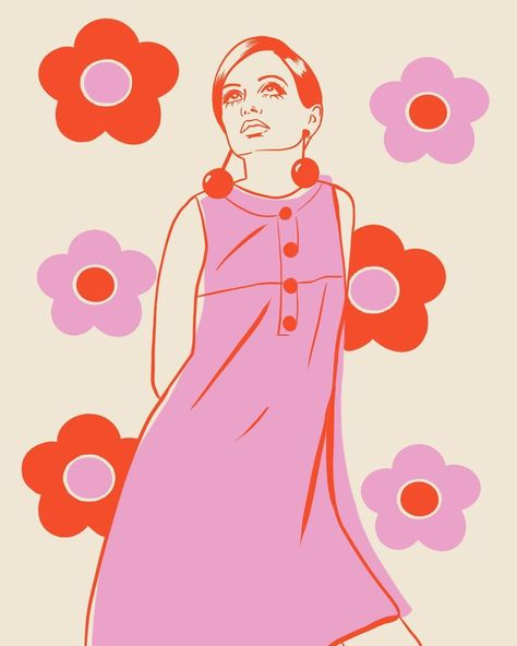 LAUREN ELISE on Instagram: “The kween of 60s mod fashion 💓 . . . #illustration #graphicillustration #procreate #photoshop #procreatedrawing #illustrator #art…” 1960 Art, 1960s Fashion Illustration, 60s Poster Art, 60s Graphics, 1960s Illustration, 60s Illustration, 1960s Art, 60s Photography, 70s Illustration