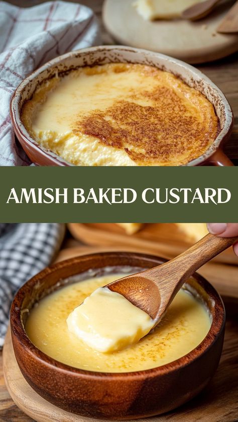 Rich, creamy, and perfectly sweet, Amish Baked Custard is a timeless dessert that will warm your soul with every spoonful. Pure comfort in a bowl! 🍮✨💛
#AmishBakedCustard #ComfortInACup #TimelessDessert #CreamyGoodness #SweetAndSimple #DessertGoals #HomemadeHappiness #CustardLovers #CozyTreats #SoulFood 🍮 Baked Custard Old Fashioned, Recipe Using Lots Of Eggs, Holiday Custard, Homemade Desserts From Scratch, Old Fashioned Dessert Recipes, Custards Recipe, Amish Baked Custard, Baked Custard Recipe, Custard Dessert Recipes