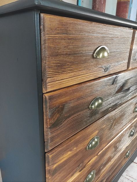 2 Drawer Chest Of Drawers, Painted Wooden Chest Of Drawers, Industrial Chest Of Drawers, Chest Of Drawers Flip, Upcycle Pine Chest Of Drawers, Wooden Drawers Upcycle, Upcycled Pine Drawers, Painting Bedside Tables Ideas, Painted Pine Chest Of Drawers