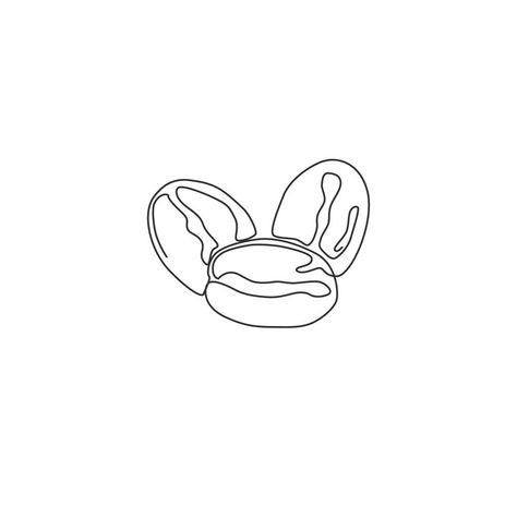 One continuous line drawing whole healthy organic coffee bean for restaurant logo identity. Fresh aromatic seed concept for coffee shop icon. Modern single line draw design graphic vector illustration Coffee Bean Line Art, Iced Coffee Tattoo Minimalist, Coffee Bean Doodle, Trifecta Tattoo, Coffee Bean Tattoo, Coffee Bean Illustration, Coffee Line Drawing, Coffee Beans Illustration, Coffee Symbol